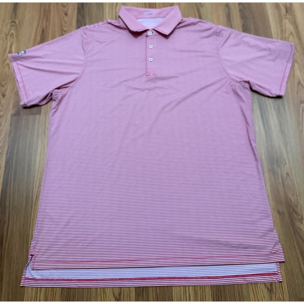 B Draddy Sport Polo Shirt Mens XXL Performance Stretch Striped Golf